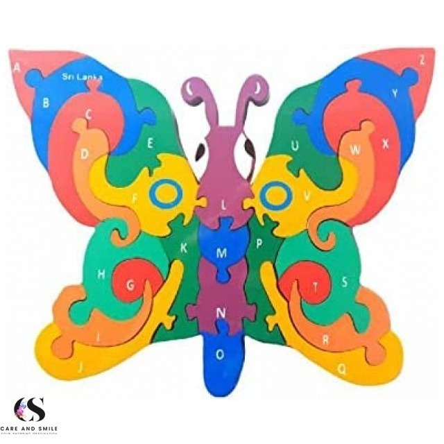 Alphabet Double-Sided Wooden Butterfly Puzzle