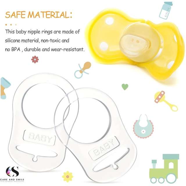 Care and Smile Baby Pacifier 2 Pieces Care and Smile Silicone Clips Holders