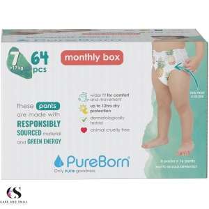 PureBorn Baby Dry Pull Up Diapers/Nappy Pants Suitable for Babies |Size -7 |Master Pack|64 Pieces|Superior